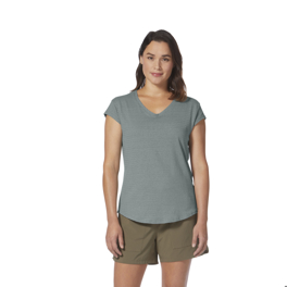 Royal Robbins Women’s T-shirts & Tanks Grey, Blue Model Close-up 66177
